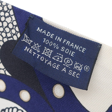 エルメス HERMES ツイリー ブルー×クリーム× ゴールド シルク スカーフ 【SELLE DE DIGNITAIRE/高官の鞍】