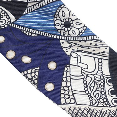 エルメス HERMES ツイリー ブルー×クリーム× ゴールド シルク スカーフ 【SELLE DE DIGNITAIRE/高官の鞍】