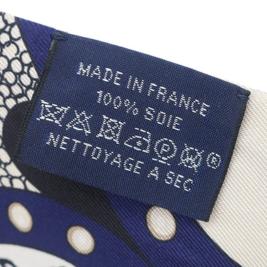 エルメス HERMES ツイリー ブルー×クリーム× ゴールド シルク スカーフ 【SELLE DE DIGNITAIRE/高官の鞍】