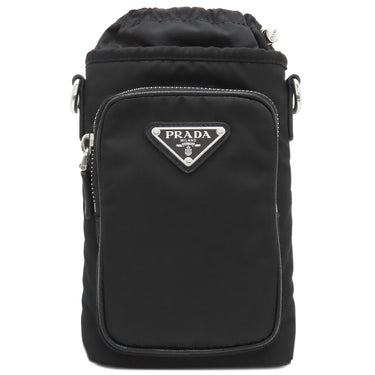 プラダ PRADA Re-Nylon スマートフォンケース 2ZH155 ブラック ナイロン レザー ショルダーバッグ シルバー金具 黒 三角ロゴ