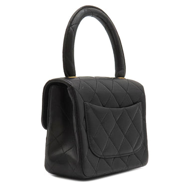 シャネル CHANEL マトラッセ 親子バッグ 子のみ ブラック ラムスキン ハンドバッグ ゴールド金具 黒