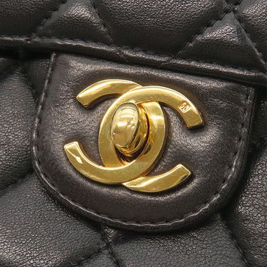 シャネル CHANEL マトラッセ 親子バッグ 子のみ ブラック ラムスキン ハンドバッグ ゴールド金具 黒