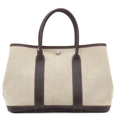 エルメス HERMES ガーデンパーティーTPM ナチュラル×マロン トワルアッシュ レザー 2WAYバッグ シルバー金具 茶 ショルダー 斜め掛け