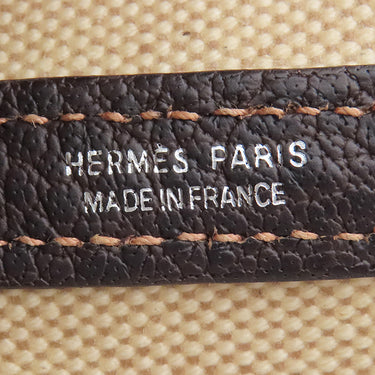 エルメス HERMES ガーデンパーティーTPM ナチュラル×マロン トワルアッシュ レザー 2WAYバッグ シルバー金具 茶 ショルダー 斜め掛け