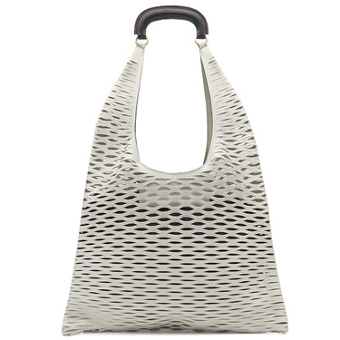 マルニ MARNI メッシュ トート ホワイト×ブラック レザー ショルダーバッグ ゴールド金具 白 ハンドバッグ 肩掛け