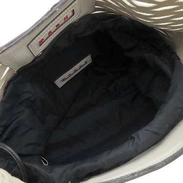 マルニ MARNI メッシュ トート ホワイト×ブラック レザー ショルダーバッグ ゴールド金具 白 ハンドバッグ 肩掛け