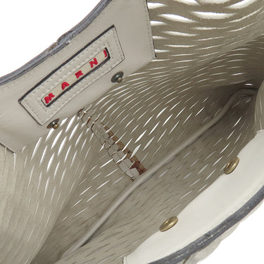 マルニ MARNI メッシュ トート ホワイト×ブラック レザー ショルダーバッグ ゴールド金具 白 ハンドバッグ 肩掛け