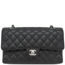 シャネル CHANEL マトラッセ 25 フラップバッグ A01112 ブラック キャビアスキン ショルダーバッグ シルバー金具 黒 ダブルフラップ ダブルチェーン Wチェーン