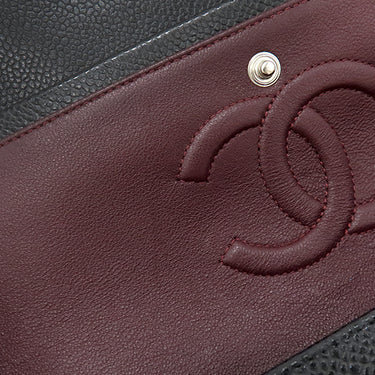 シャネル CHANEL マトラッセ 25 フラップバッグ A01112 ブラック キャビアスキン ショルダーバッグ シルバー金具 黒 ダブルフラップ ダブルチェーン Wチェーン