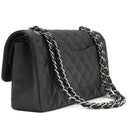 シャネル CHANEL マトラッセ 25 フラップバッグ A01112 ブラック キャビアスキン ショルダーバッグ シルバー金具 黒 ダブルフラップ ダブルチェーン Wチェーン