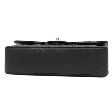 シャネル CHANEL マトラッセ 25 フラップバッグ A01112 ブラック キャビアスキン ショルダーバッグ シルバー金具 黒 ダブルフラップ ダブルチェーン Wチェーン