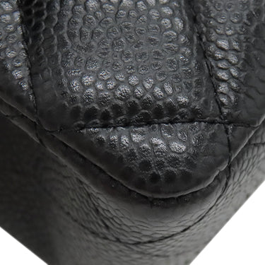 シャネル CHANEL マトラッセ 25 フラップバッグ A01112 ブラック キャビアスキン ショルダーバッグ シルバー金具 黒 ダブルフラップ ダブルチェーン Wチェーン