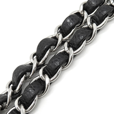 シャネル CHANEL マトラッセ 25 フラップバッグ A01112 ブラック キャビアスキン ショルダーバッグ シルバー金具 黒 ダブルフラップ ダブルチェーン Wチェーン