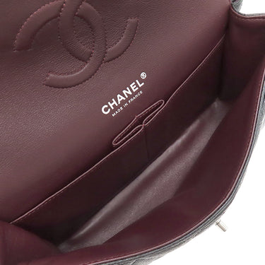 シャネル CHANEL マトラッセ 25 フラップバッグ A01112 ブラック キャビアスキン ショルダーバッグ シルバー金具 黒 ダブルフラップ ダブルチェーン Wチェーン