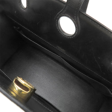 エルメス HERMES ダルヴィ MM ブラック ボックスカーフ ハンドバッグ ゴールド金具 黒