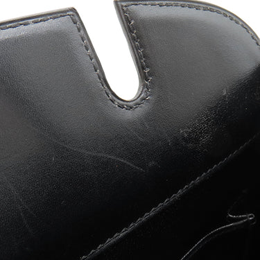 エルメス HERMES ダルヴィ MM ブラック ボックスカーフ ハンドバッグ ゴールド金具 黒