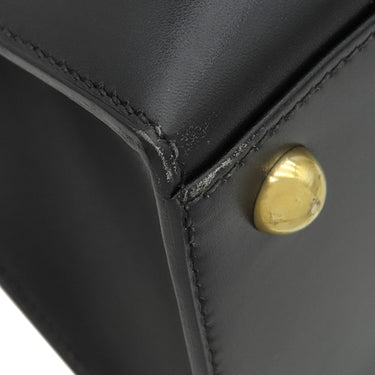 エルメス HERMES ダルヴィ MM ブラック ボックスカーフ ハンドバッグ ゴールド金具 黒
