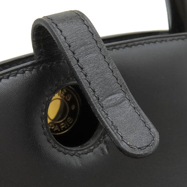 エルメス HERMES ダルヴィ MM ブラック ボックスカーフ ハンドバッグ ゴールド金具 黒