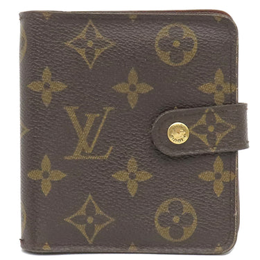ルイヴィトン LOUIS VUITTON コンパクトジップ M61667 モノグラム モノグラムキャンバス 二つ折り財布 ゴールド金具 茶