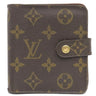 ルイヴィトン LOUIS VUITTON コンパクトジップ M61667 モノグラム モノグラムキャンバス 二つ折り財布 ゴールド金具 茶