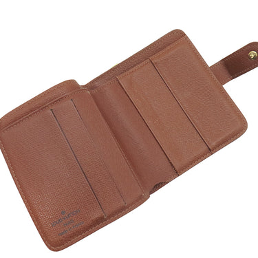 ルイヴィトン LOUIS VUITTON コンパクトジップ M61667 モノグラム モノグラムキャンバス 二つ折り財布 ゴールド金具 茶