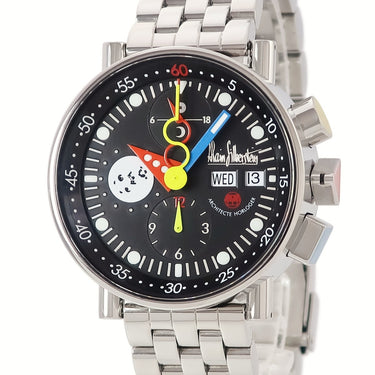 腕時計 アランシルベスタイン ALAIN SILBERSTEIN クロノバウハウス デイデイト KB7X02 自動巻き メンズ ブラック クロノグラフ 限定