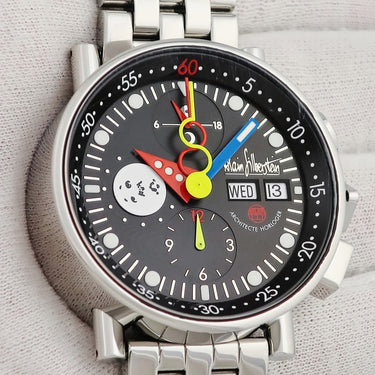 腕時計 アランシルベスタイン ALAIN SILBERSTEIN クロノバウハウス デイデイト KB7X02 自動巻き メンズ ブラック クロノグラフ 限定