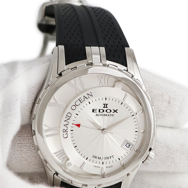 腕時計 エドックス EDOX グランドオーシャン デイト 80080-3-AIN 自動巻き メンズ シルバー オフセンター ローマン