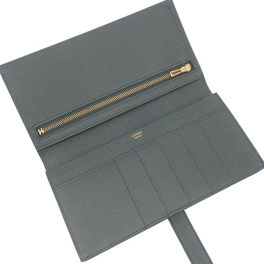 エルメス HERMES ベアンスフレ ヴェールマングローブ ヴォーエプソン 長財布 ゴールド金具 新品 未使用 深緑 二つ折財布