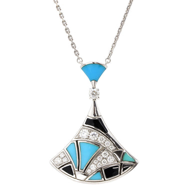 ブルガリ BVLGARI ディーヴァ ドリーム 350738 CL857130 ホワイトゴールド K18WG ダイヤモンド ターコイズ オニキス ネックレス ターコイズ トルコ石 オニキス Au750 18K 18金 パヴェ ダイヤ