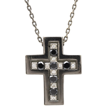 ダミアーニ DAMIANI ベルエポック S ホワイトゴールド K18WG ブラックダイヤモンド ダイヤモンド ネックレス ペンダント 750 クロス 十字架 ブルニート加工