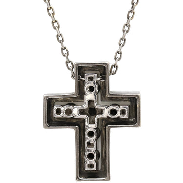 ダミアーニ DAMIANI ベルエポック S ホワイトゴールド K18WG ブラックダイヤモンド ダイヤモンド ネックレス ペンダント 750 クロス 十字架 ブルニート加工