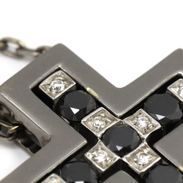 ダミアーニ DAMIANI ベルエポック S ホワイトゴールド K18WG ブラックダイヤモンド ダイヤモンド ネックレス ペンダント 750 クロス 十字架 ブルニート加工