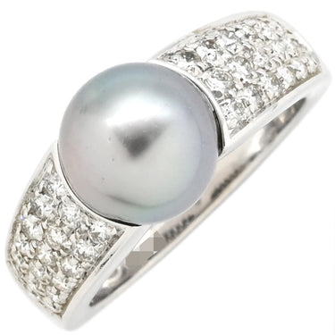 ブシュロン BOUCHERON ホワイトゴールド K18WG ダイヤモンド ブラックパール #53(JP13) リング 指輪 18K 750 18金 パヴェ 13号