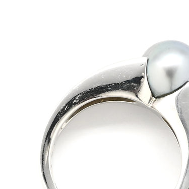 ブシュロン BOUCHERON ホワイトゴールド K18WG ダイヤモンド ブラックパール #53(JP13) リング 指輪 18K 750 18金 パヴェ 13号