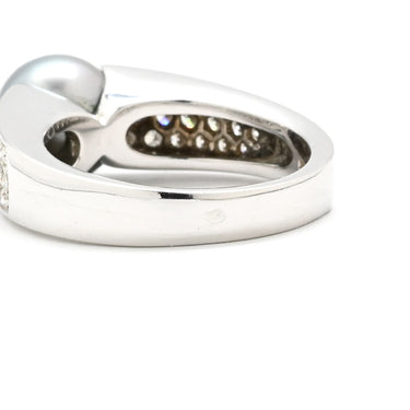 ブシュロン BOUCHERON ホワイトゴールド K18WG ダイヤモンド ブラックパール #53(JP13) リング 指輪 18K 750 18金 パヴェ 13号