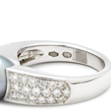 ブシュロン BOUCHERON ホワイトゴールド K18WG ダイヤモンド ブラックパール #53(JP13) リング 指輪 18K 750 18金 パヴェ 13号