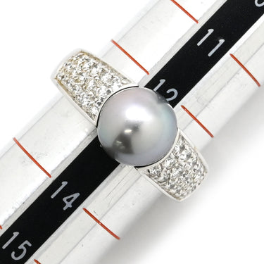 ブシュロン BOUCHERON ホワイトゴールド K18WG ダイヤモンド ブラックパール #53(JP13) リング 指輪 18K 750 18金 パヴェ 13号