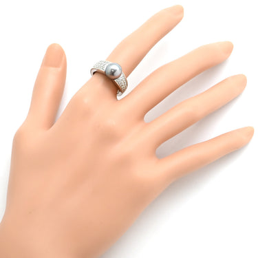 ブシュロン BOUCHERON ホワイトゴールド K18WG ダイヤモンド ブラックパール #53(JP13) リング 指輪 18K 750 18金 パヴェ 13号