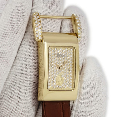 腕時計 ピアジェ PIAGET ミスプロトコール パヴェ P10110 クオーツ レディース K18YG無垢 純正ダイヤ イエローゴールド