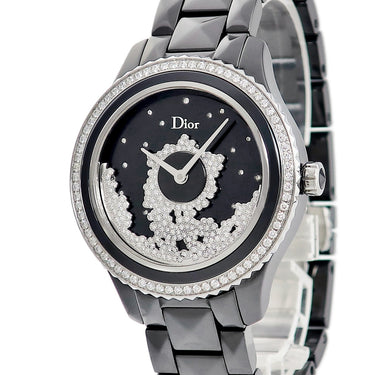腕時計 クリスチャン・ディオール Christian Dior V3 CD124BE0C003 自動巻き メンズ レディース OH済 純正ダイヤ 黒 ムービングディスク 限定