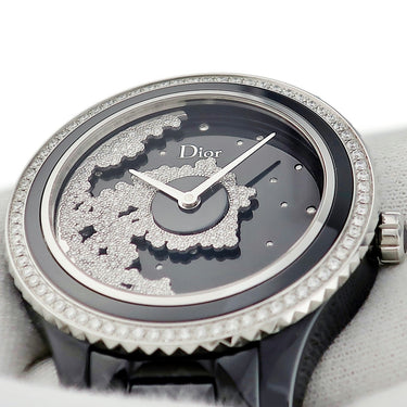 腕時計 クリスチャン・ディオール Christian Dior V3 CD124BE0C003 自動巻き メンズ レディース OH済 純正ダイヤ 黒 ムービングディスク 限定