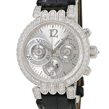 腕時計 ハリーウィンストン Harry Winston プルミエール クロノグラフ 200/UCA39W 自動巻き メンズ K18WG無垢 純正ダイヤ シェル デイト