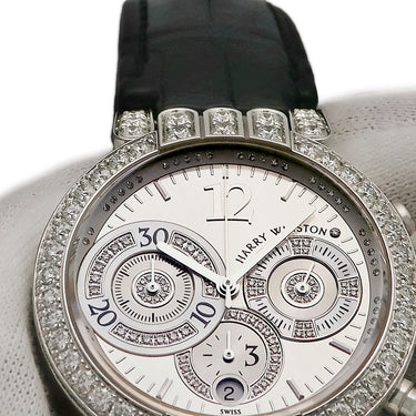 腕時計 ハリーウィンストン Harry Winston プルミエール クロノグラフ 200/UCA39W 自動巻き メンズ K18WG無垢 純正ダイヤ シェル デイト