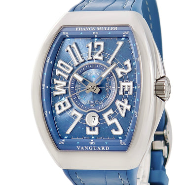 腕時計 フランクミュラー FRANCK MULLER ヴァンガード マリナー V43SCDTYTMAR ACAC 自動巻き メンズ ブルー デイト トノー トノウ
