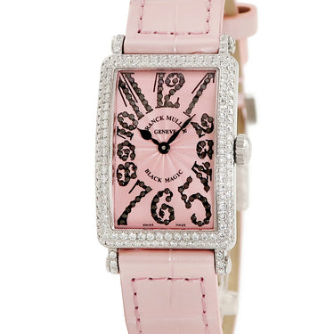 腕時計 フランクミュラー FRANCK MULLER ロングアイランド レリーフ 902QZD クオーツ レディース K18WG無垢 純正ダイヤ ブラックダイヤ