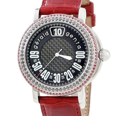 腕時計 ジェラルド・ジェンタ Gerald Genta レトロ スポーツ RSP.X.10 自動巻き メンズ 純正ブラックダイヤ&ルビー ジャンピングアワー