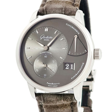 腕時計 グラスヒュッテ オリジナル GLASHUTTE ORIGINAL パノリザーブ 1-65-01-23-12-04 手巻き メンズ 新品同様 パノラマデイト オフセンター