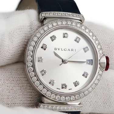 腕時計 ブルガリ BVLGARI ルチェア LVCEA LUW33C6GDLD/11 自動巻き レディース K18WG無垢 純正ダイヤ シルバー デイト