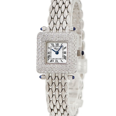 腕時計 ショパール CHOPARD クラシックダイヤモンド 10/6115-23 クオーツ レディース K18WG無垢 純正ダイヤ ホワイト 青針